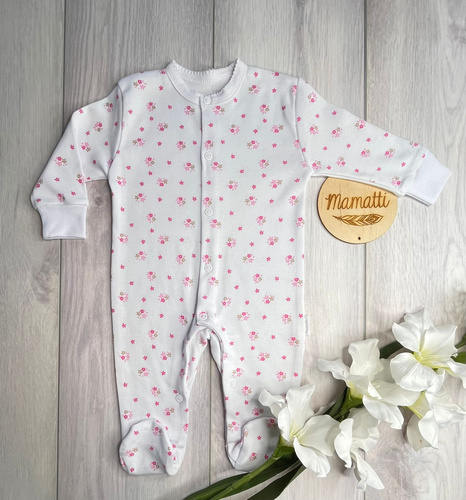 Mamatti Baby Pajacifier PA15340 Fiori - Con piedini, Cotone, Con bottoni