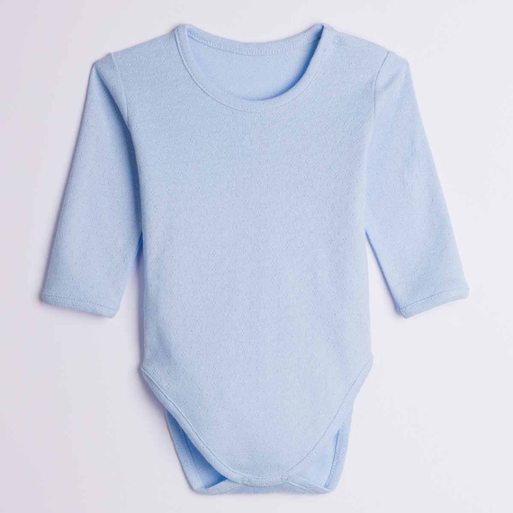 224046 Nicol Body neonato manica lunga 100% cotone traforato blu