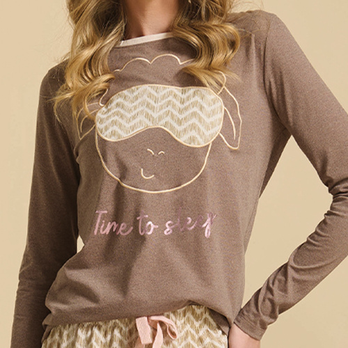 Pigiama Deborah Donna Sorbetto - marrone con pecora