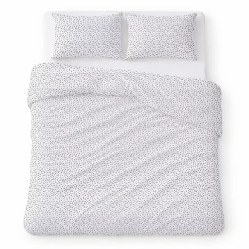 Completo biancheria letto cotone crepe traspirante facile cura white with gray flowers