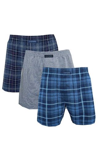 945/06 Boxer Cornette da uomo - Confezione da 3 in cotone, grigio/blu