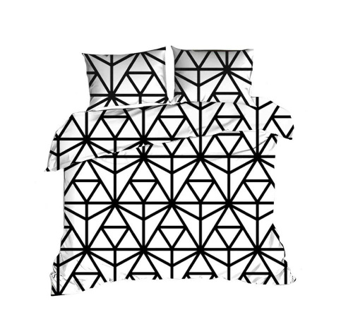 1427N Biancheria da letto classica in cotone E24 Extrapościel triangoli bianchi neri- 100% cotone, resistente, colorato, set da 2 pezzi