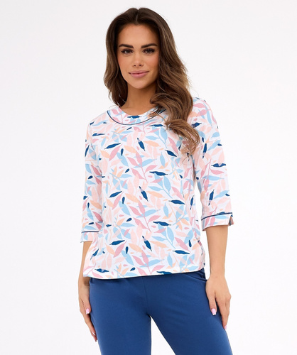 Amelia 732/452 Pigiama donna Cornette blu pennino - cotone, manica 3/4, comfort e stile