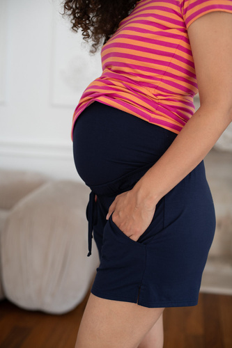 Milk&Love pantaloncini premaman corti in viscosa blu navy per l'estate