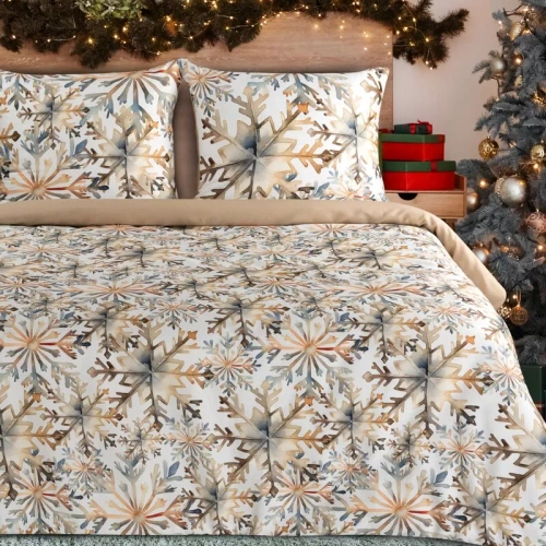 Biancheria da letto natalizia Elsa Eurofirany beige 100% cotone con cerniera