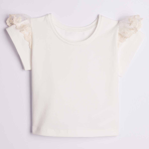 163850 Nicol Blusa crema per bambina con farfalla in pizzo e maniche a sbuffo