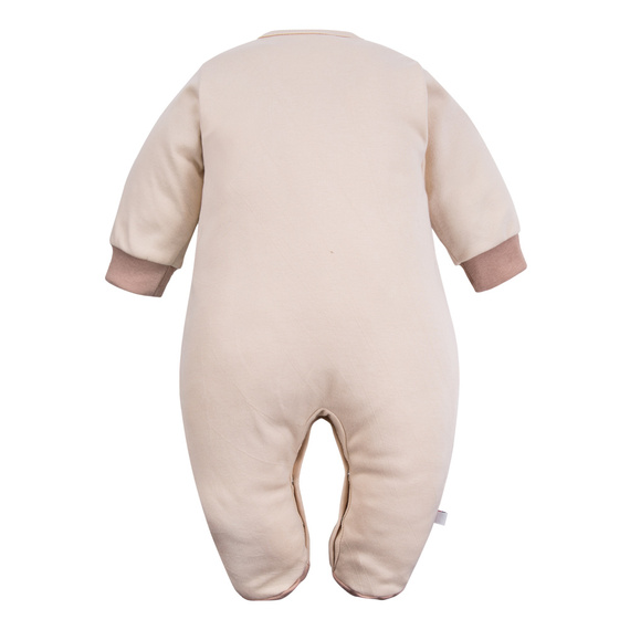 Pigiama per bebè Beary Cool Eevi - ecrù, cotone, ricamo orsetto, con piedini