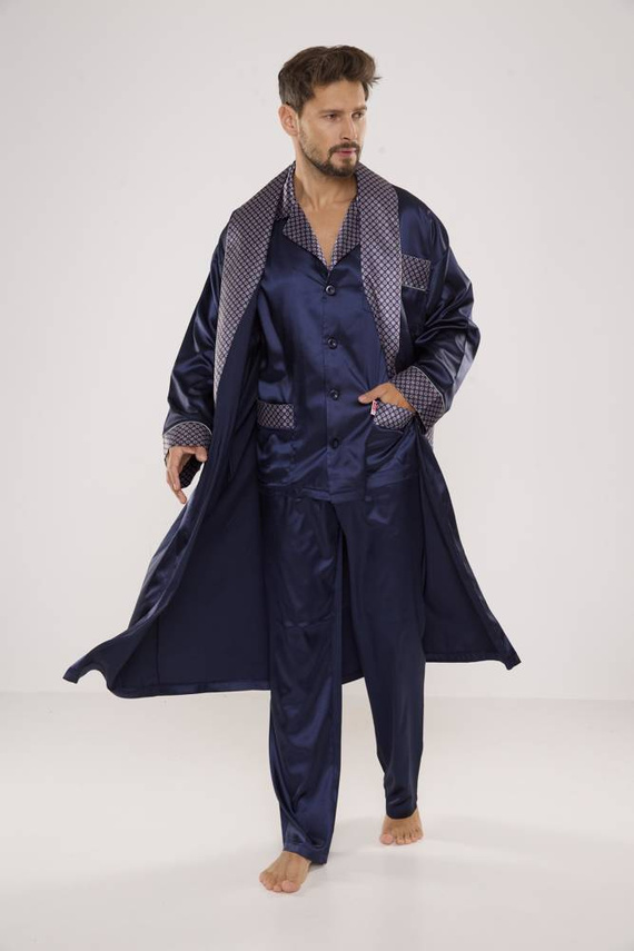 939 Pigiama da uomo in raso - blu navy