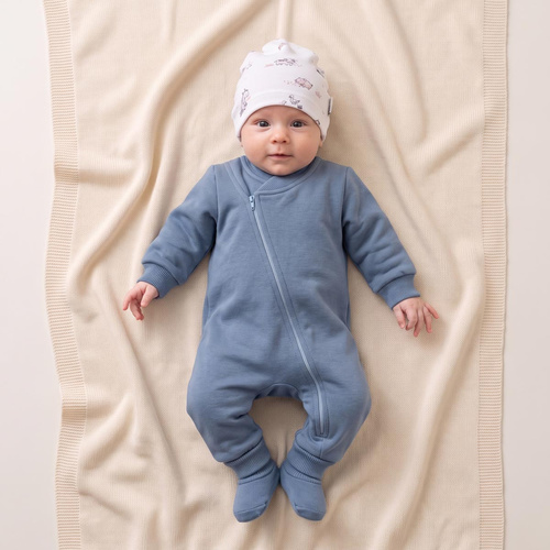 228271 Nicol FARMA Tuta in felpa + scarpine neonato blu cotone