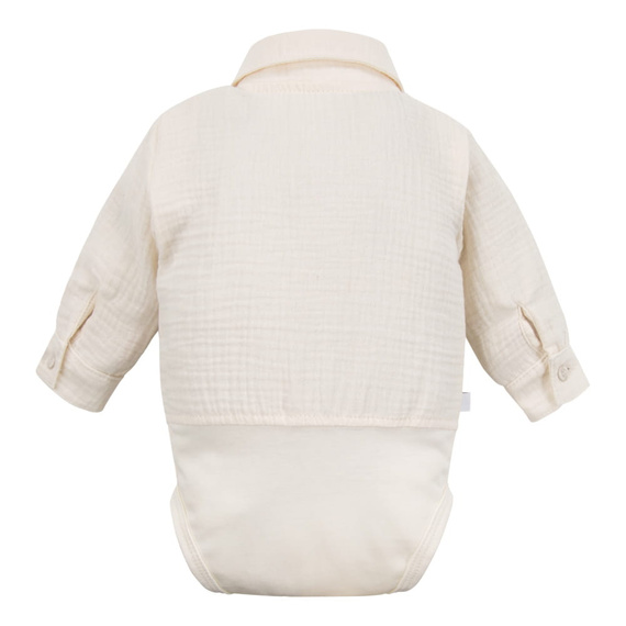 Corpo camicia in mussola da cerimonia con colletto per bambino Eevi elegante- ecru