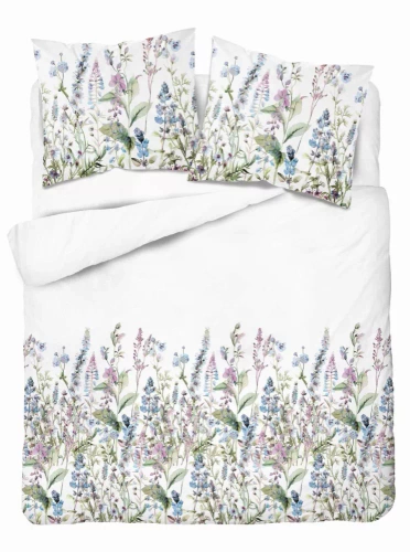 5485 B Detexpol Satin Stories biancheria da letto bianco-blu | 100% cotone, trama di raso, cerniera, confezione regalo