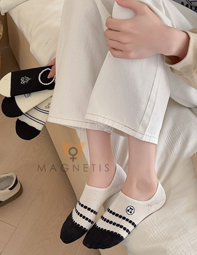 Calzini ballerina donna CC-251109 Magnetis – stopki in cotone con silicone