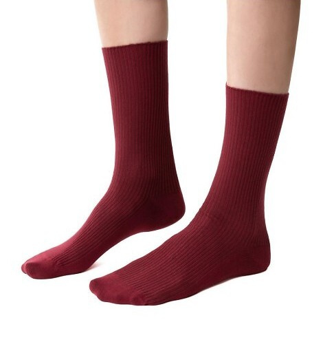 Arte. 062 Calzini da donna Steven 014 bordeaux scuro - a coste, non pressati, in cotone