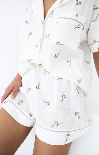 Sensis Nastia Pigiama donna in mussola - ecrù