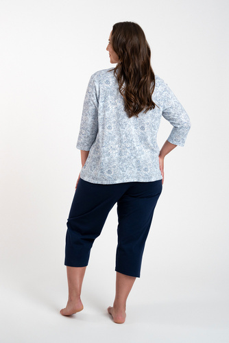 Antonia Pigiama donna maniche 3/4, pantaloni 3/4 Moda italiana - stampa blu/verde
