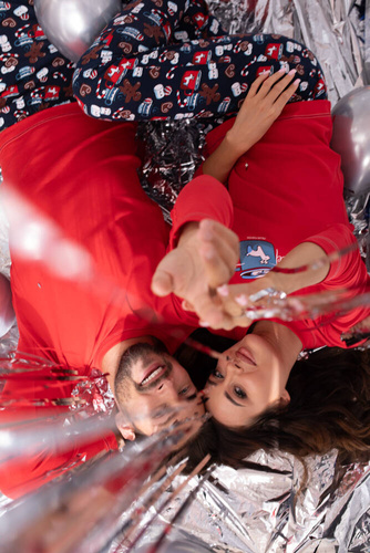 Makala Pigiama a maniche lunghe e pantaloni lunghi da donna Moda Italiana - rosso/stampa