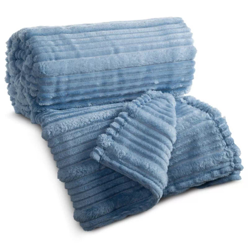 Coperta copriletto Nina 220x200 flanella 3D morbida Eurofirany 300 GSM blu