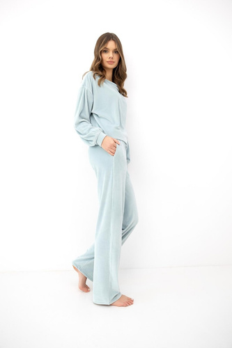 Pigiama donna Sensis Nolia ecru-mocca lunga con tasche e coulisse
