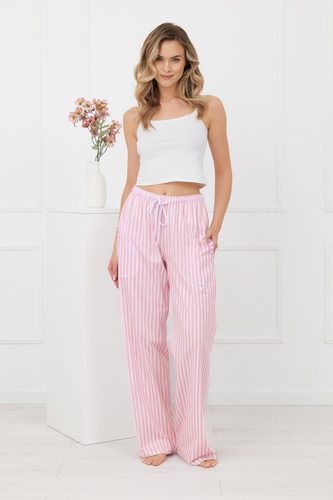 Pantaloni donna Faro Italian Fashion 100% cotone gamba larga righe