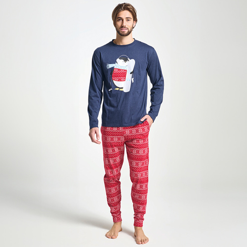 Albano Pigiama da uomo blu Sorbetto - Natale, con pinguino