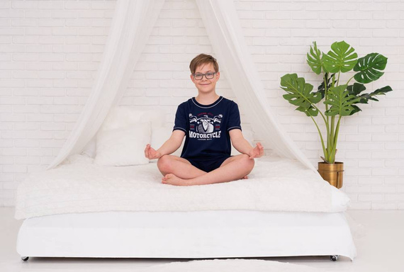 Pigiama Gibson Boys a maniche corte, pantaloni Italian Fashion - blu navy