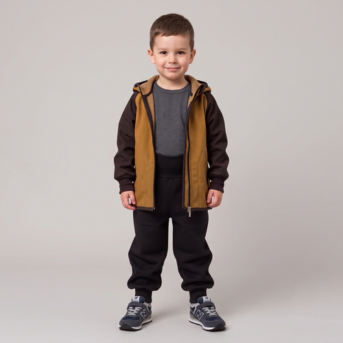 Nicol Pantaloni softshell bambini 229055 con pile, vita alta, polsini - nero