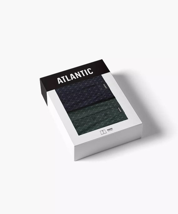 Boxer da uomo Atlantic 2MBX-077 in cotone verde marino - vestibilità ampia, confezione da 2 pz