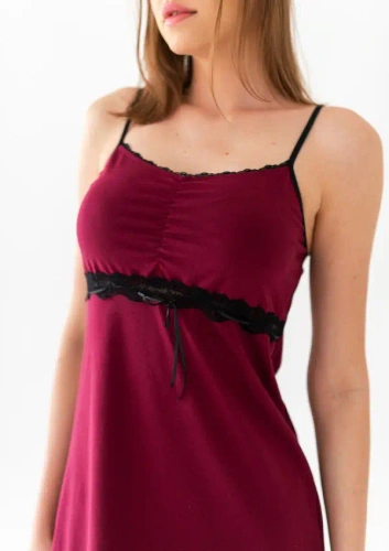 Sottoveste Dkaren Viki 2 in cotone con pizzo bordeaux