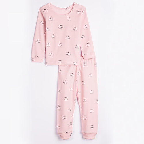 Pigiama bambina Nicol Tosia 225036 in cotone, lunga, rosa con gattini