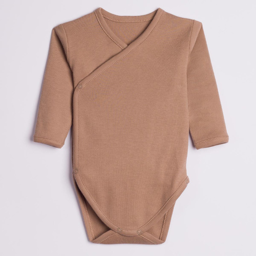 227097 Nicol BENEK Body incrociato 100% cotone marrone manica lunga
