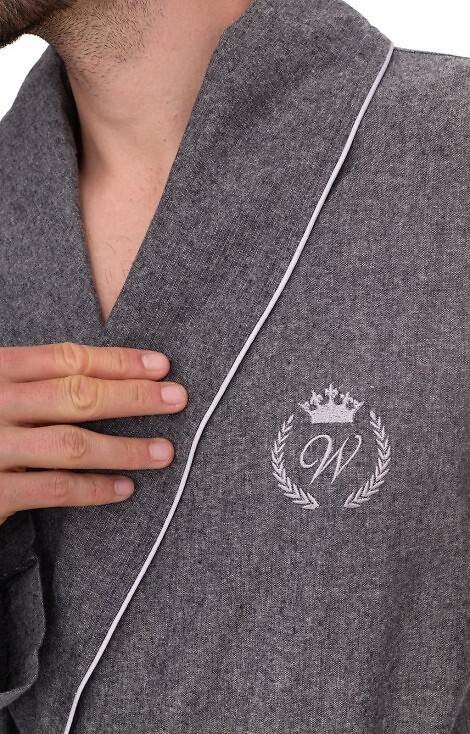 2532 Zeus Accappatoio da uomo L&L grigio - lungo, cotone, melange, classico