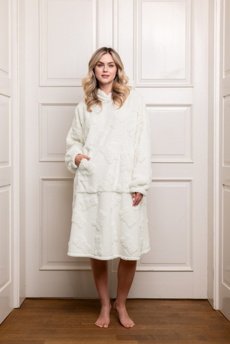 Camicetta da donna Moda Italiana - calda, oversize, con cappuccio, motivo orsacchiotto