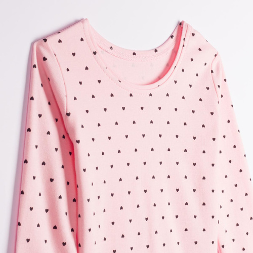 Pigiama bambina Nicol Tosia 225038 in cotone, lunga, rosa con cuoricini