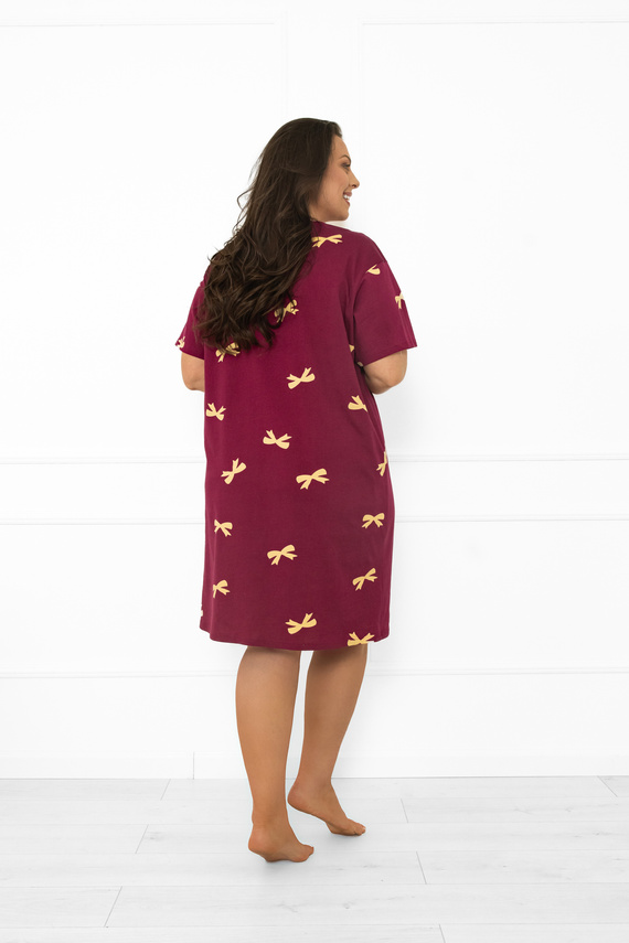 Kwadro Camicia da notte da donna Moda italiana - cotone, manica corta, con fiocchi