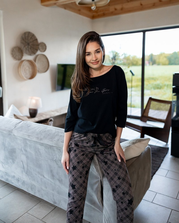 Sensis Reach For The Stars Pigiama da donna - nero-marrone