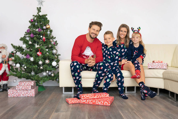 Pigiama Elder Uomo manica lunga, pantaloni lunghi Moda Italiana- rosso/stampa blu navy