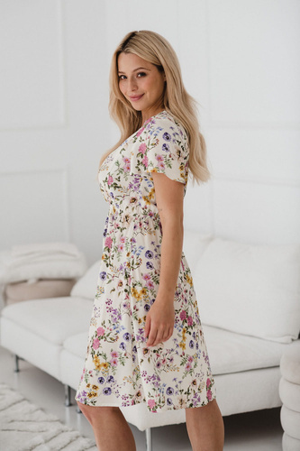 Lovely Dress abito premaman e da allattamento a manica corta Milk&Love crema floreale