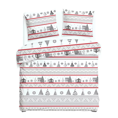 31514/1 Biancheria da letto natalizia in flanella Flanelove Darymex grigio rosso- set 100% cotone, caldo e morbido