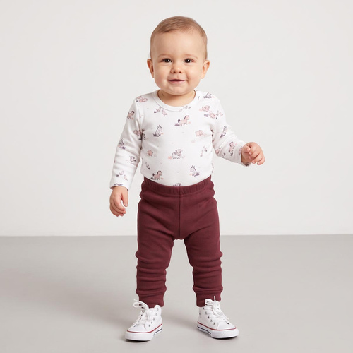 228019 Nicol FARMA Pantaloni neonato elasticizzati a coste marrone scuro