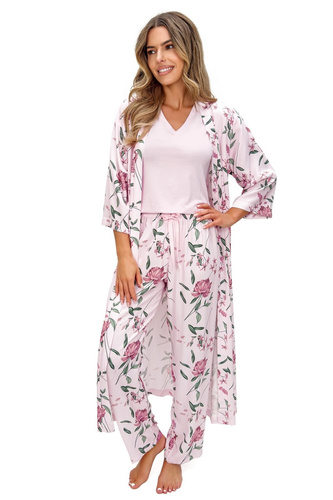 Pigiama donna Donna Gabriela Long viscosa pizzo scollo V comfort