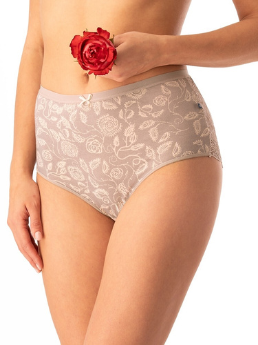 Mutandine da donna in cotone Key LPF 590 beige - 2 pezzi in scatola, pizzo sul retro