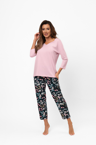 Pigiama da donna in cotone Marisal - camicetta 3/4, pantaloni 7/8 Moda italiana