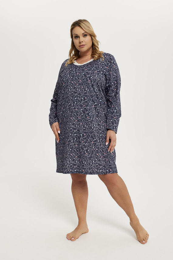 Camicia da notte a maniche lunghe Flora Moda italiana - stampa