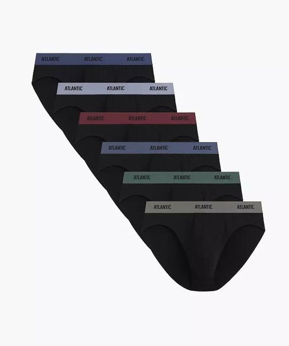 Slip da uomo Atlantic 6SMP-004 A6 nero – confezione da 6, 95% cotone, modello sportivo