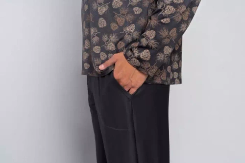 Pinus Pigiama uomo manica lunga, pantalone lungo Moda Italiana- stampa/grafite