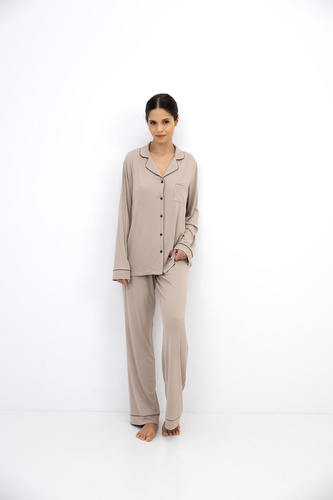 Sensis Novara Cappuccino pigiama donna in viscosa con bottoni
