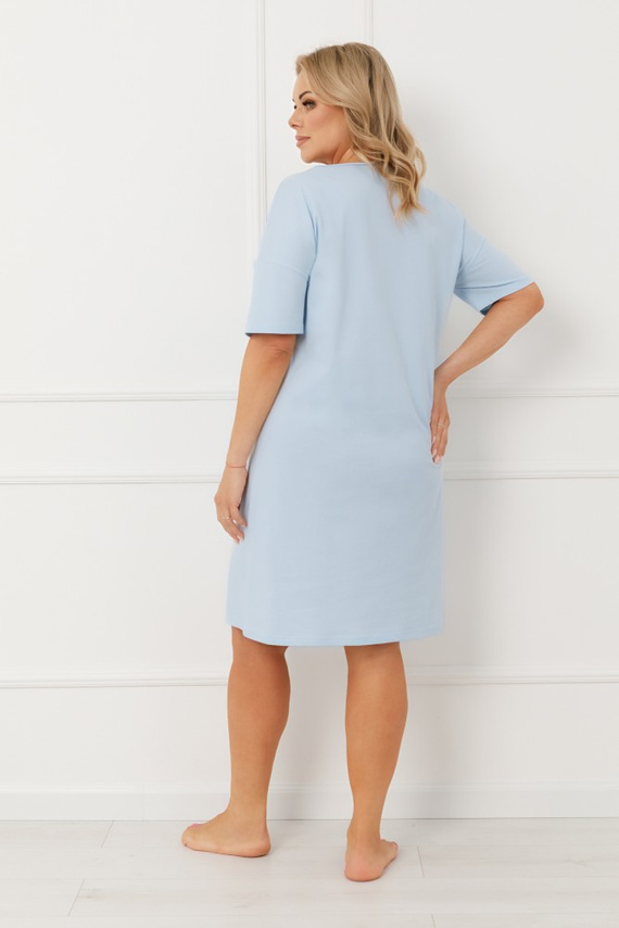 Camicia da notte da donna ERULA Italian Fashion in jersey di cotone a maniche corte - blu