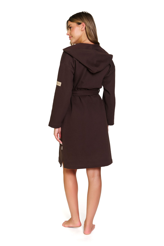 Doctor Nap 7331 - Vestaglia da donna in cotone con cappuccio | 100% cotone, lucidata - brownie