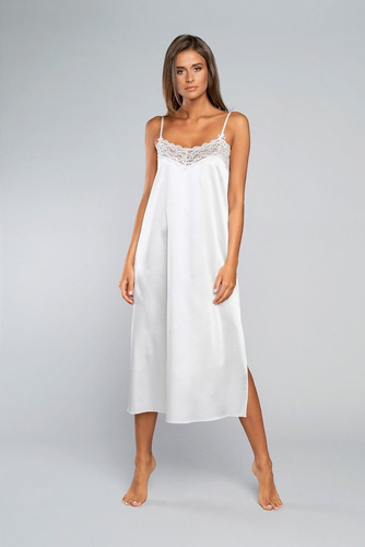 Camicia da notte touch con cinturino stretto, lunga Italia Fashion - ecru