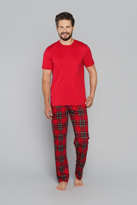 Narwik Pigiama uomo manica corta, pantalone lungo Moda italiana - rosso/stampa